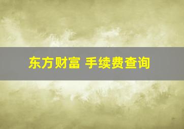 东方财富 手续费查询